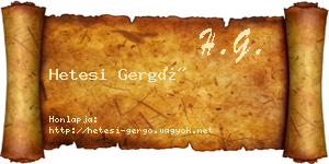 Hetesi Gergő névjegykártya